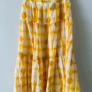 Anthropologie Yellow and White Maxi Skirt